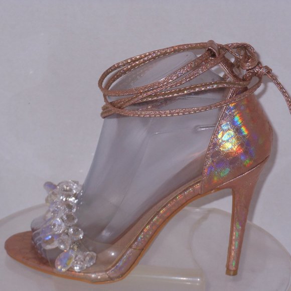 AKIRA JEWELED STRAPPY SANDALS SIZE 7.5 MEDIUM - Picture 2 of 5